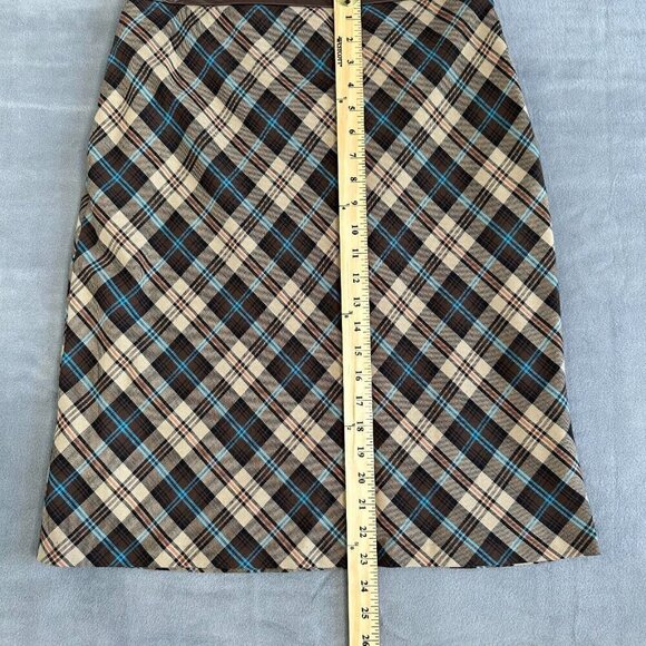 Academia Y2K Mixit Plaid Knee Length Skirt Sz 10 Brown - Picture 7 of 9